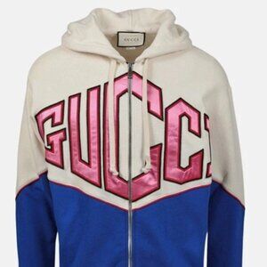 NWT $2160 GUCCI Logo Cotton Jersey Zip Hoodie Size Small